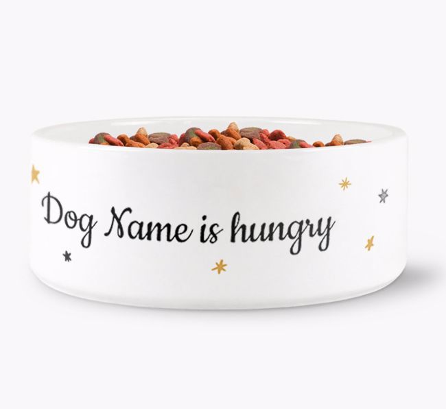 '{dogsName} is hungry/full' Ceramic Bowl